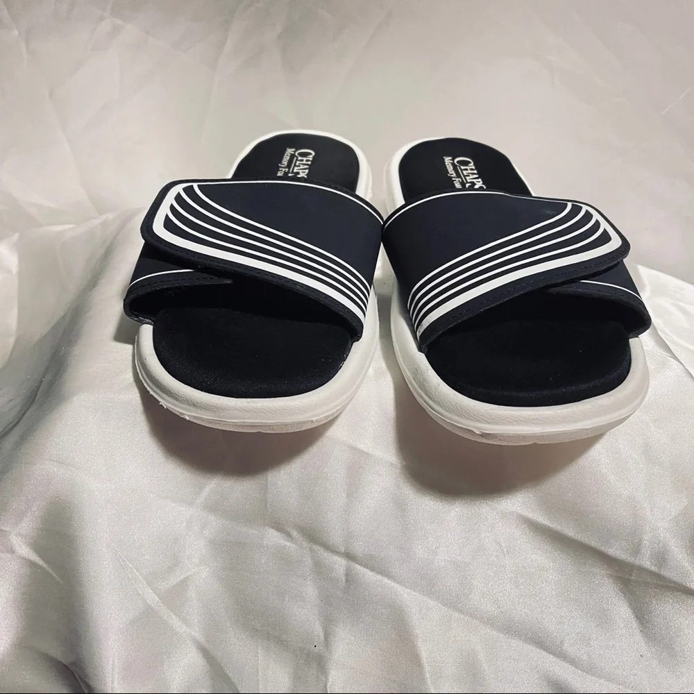 Chaps Black and White Men's Slide Sandals